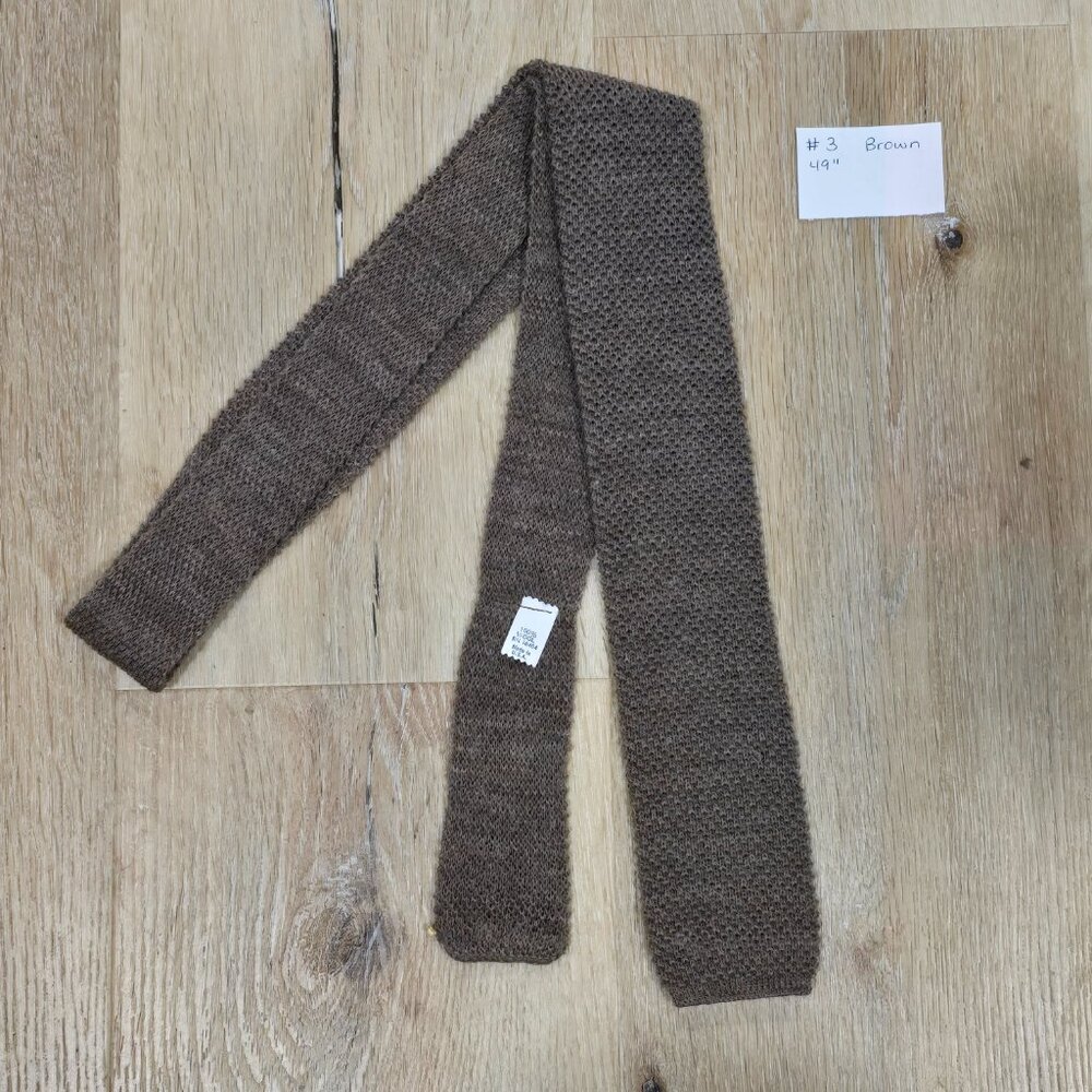 Private Club Brown Heathered Wool Knit Tie Vintage Skinny USA